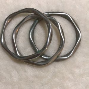 | EUC Chico’s Silver Bangle Set (3) Bracelets…